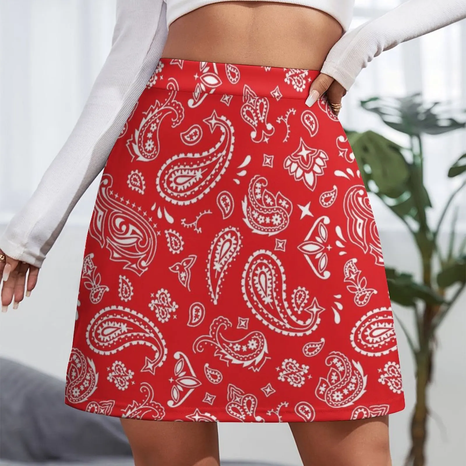Мини-юбка white on red с узором пейсли - Фотография_6