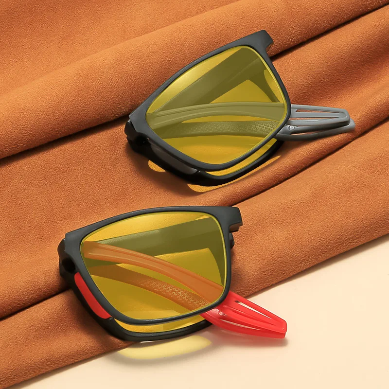 Стильные портативные складные очки с оранжево-красными линзами - Фотография_2