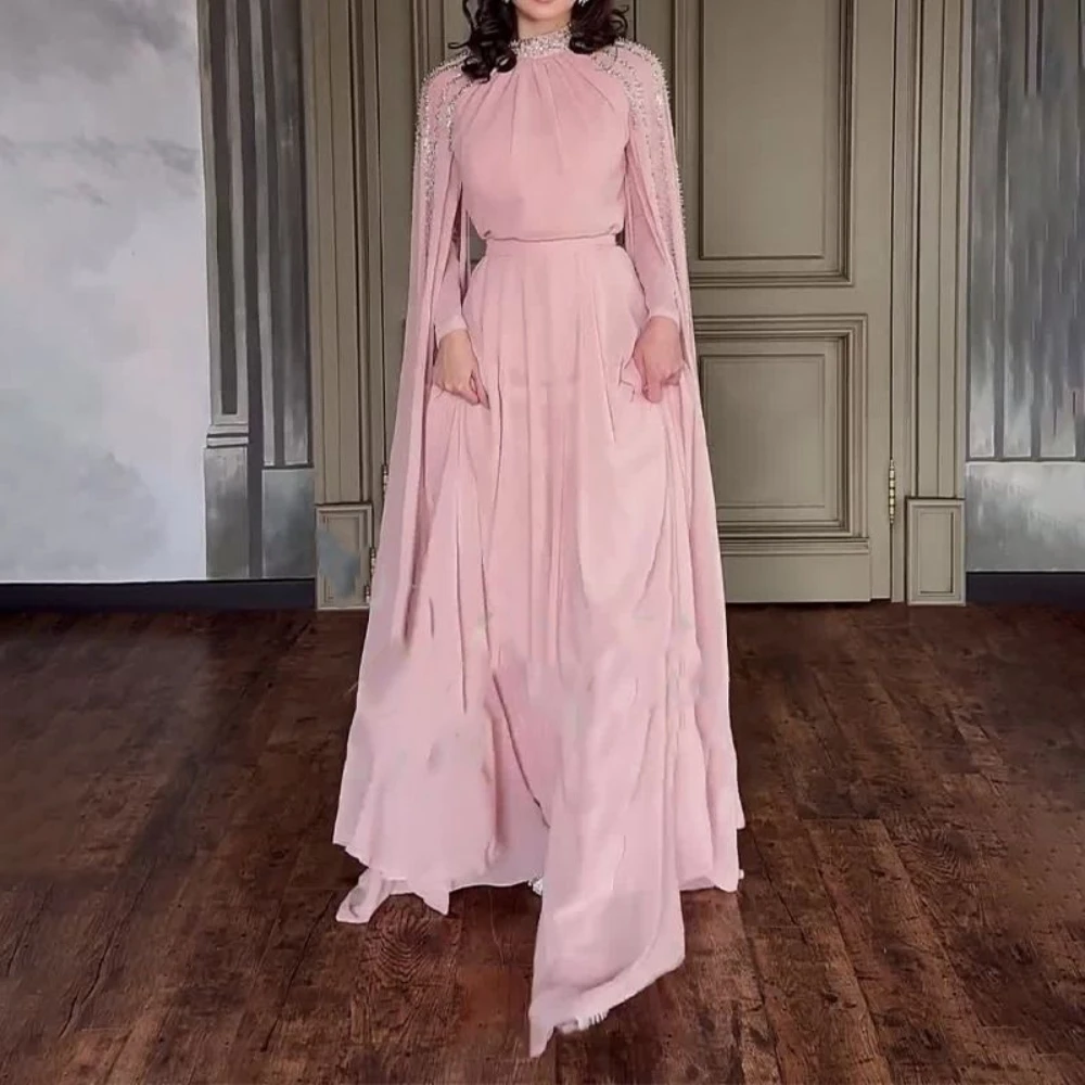 Скромное арабское вечернее платье в дубае с длинными рукавами - Фотография_5