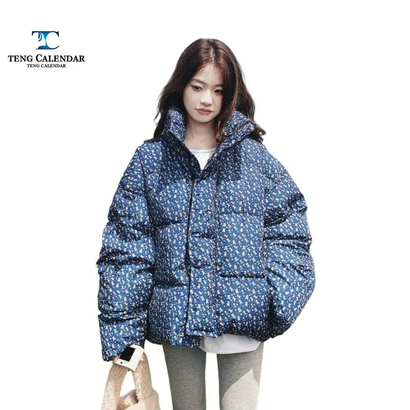 Короткий пуховик с цветочным принтом - Фотография_3