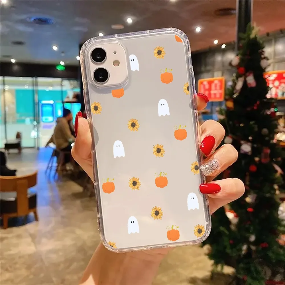 Прозрачный чехол для телефона с милым призраком и тыквой для iphone 17 - Фотография_4