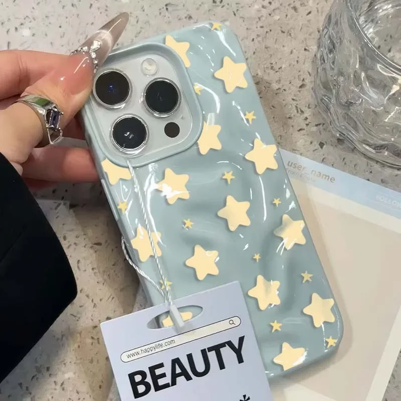 Милый чехол для телефона с синими и желтыми звездами для iphone 17air 16 - Фотография_2