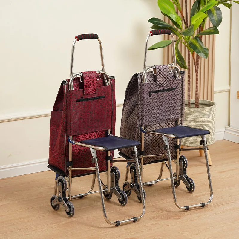 Тележка для покупок для пожилых людей с сиденьем - Фотография_2