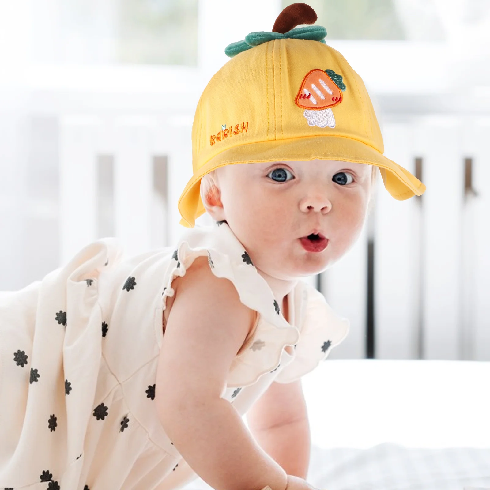 Симпатичная летняя шляпа от солнца с ремешком для маленьких девочек - Фотография_3