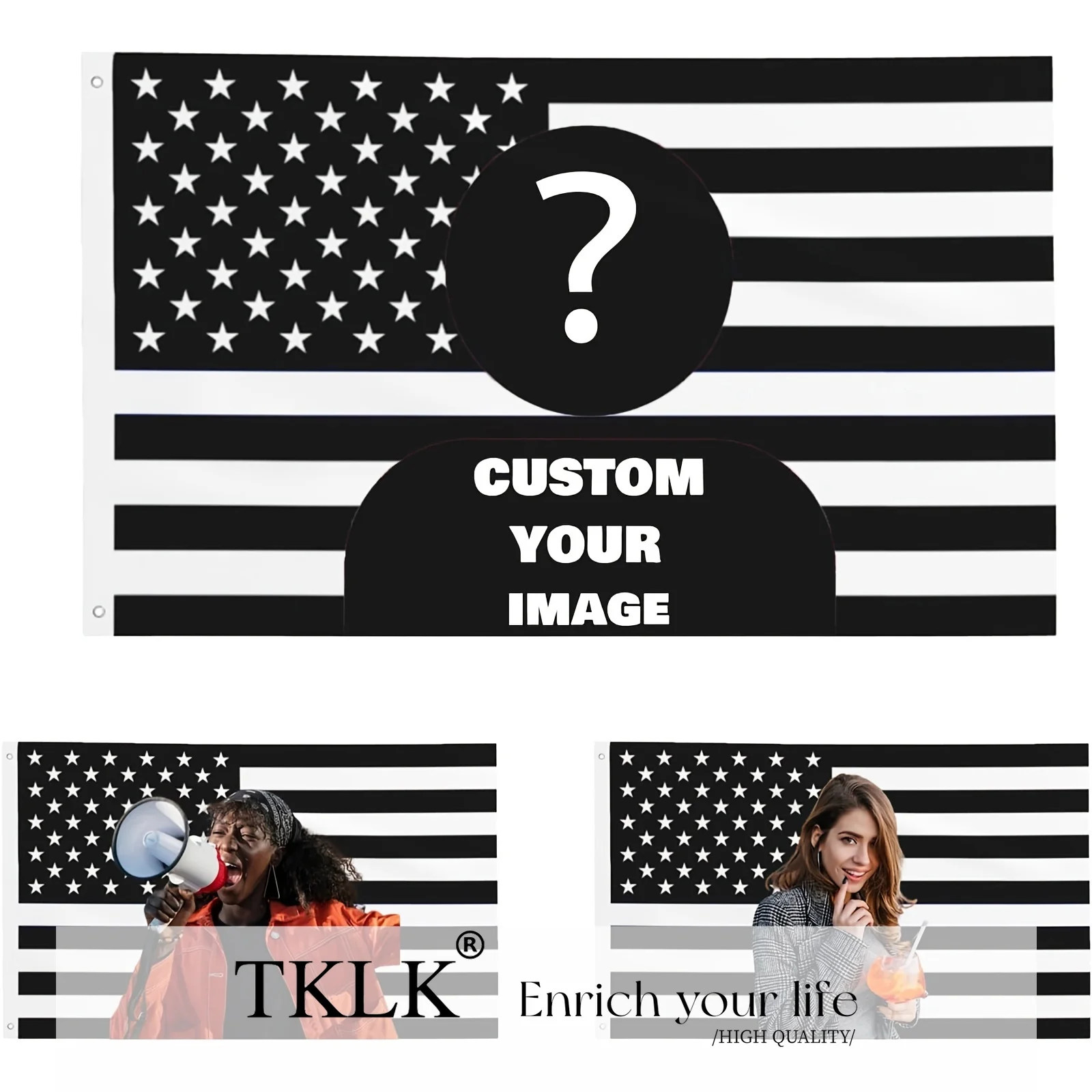 Классический розовый/черный американский флаг - Фотография_5