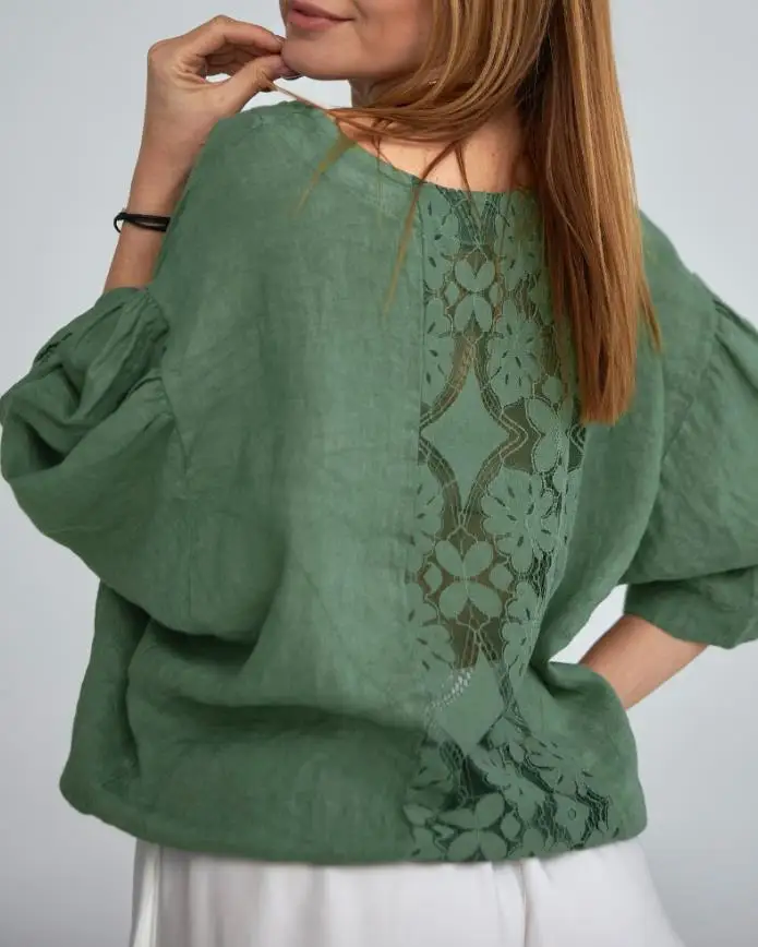 Рубашка с кружевной нашивкой и - Фотография_2