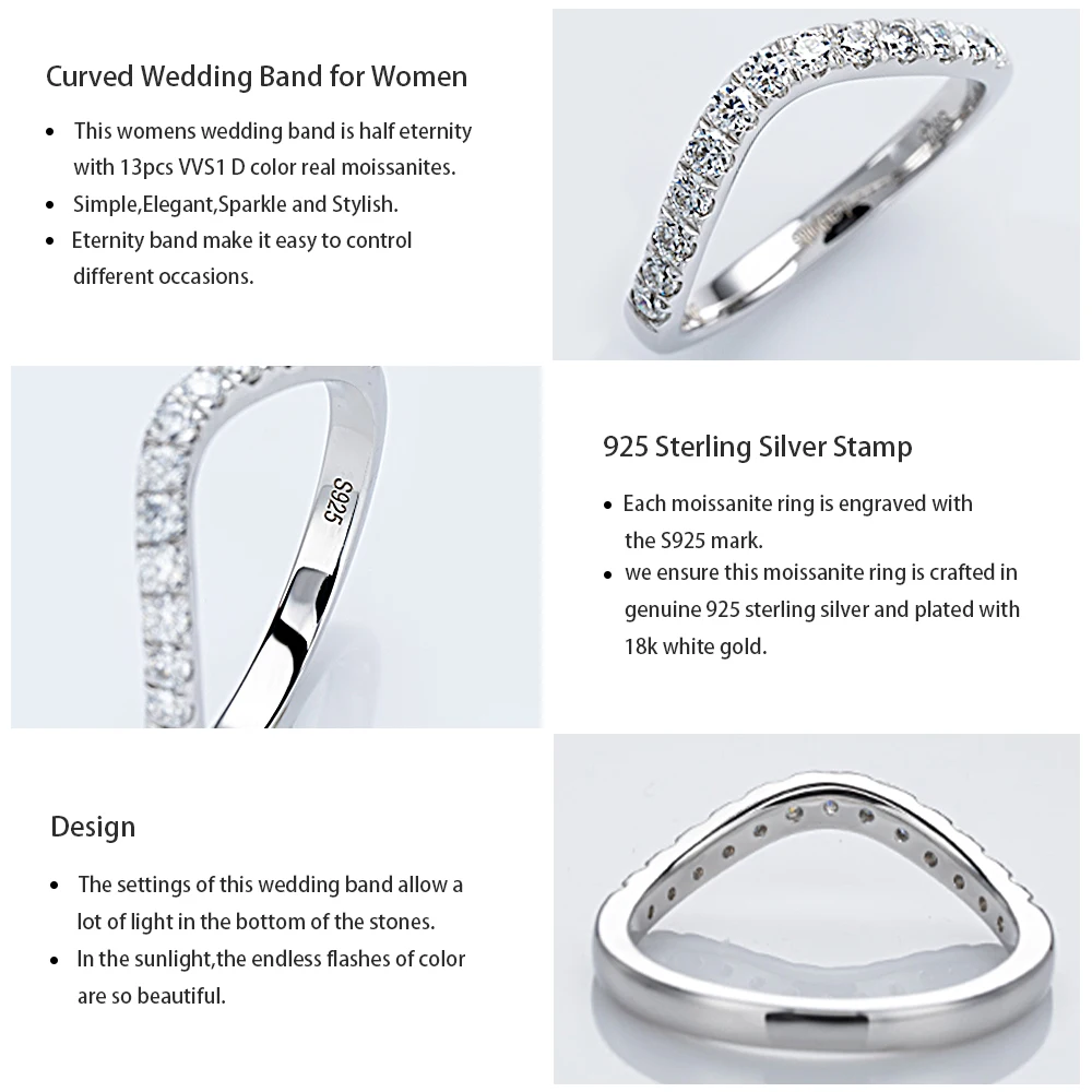 M-jaja moissanite ring curved wedding - Фотография_6
