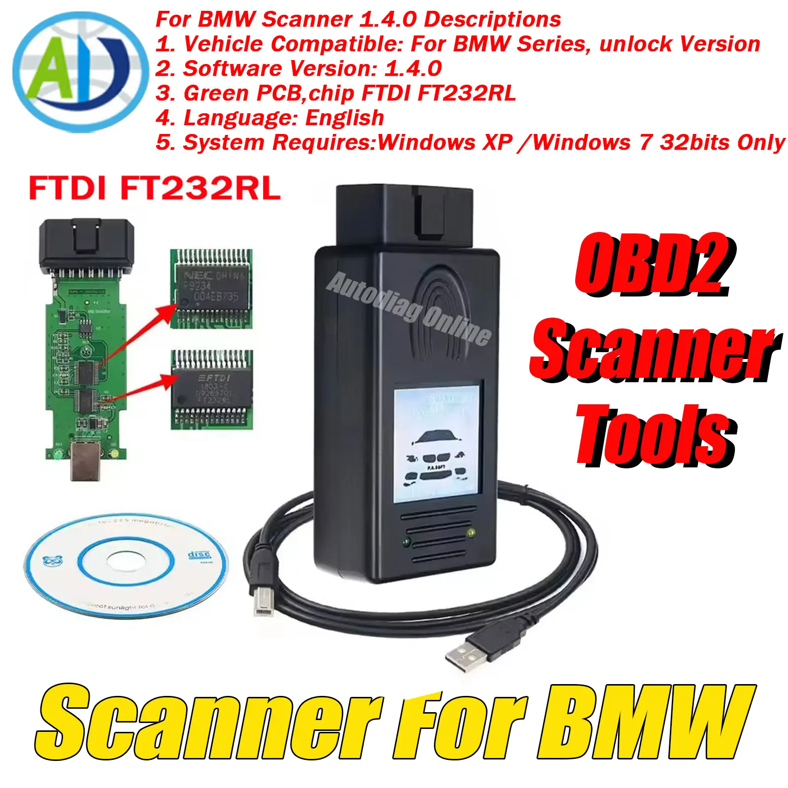 Сканер obd2 для bmw e38 e39 e46 e53 e83 e85 serie 3 5 7 x5 x7 версия 1