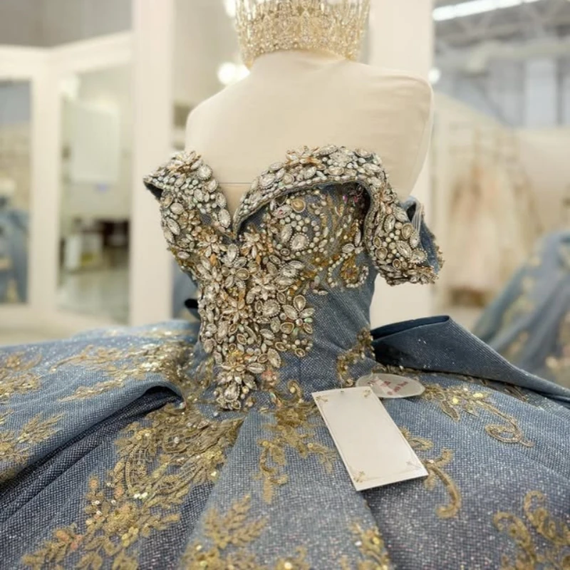 Блестящие синие платья quinceanera