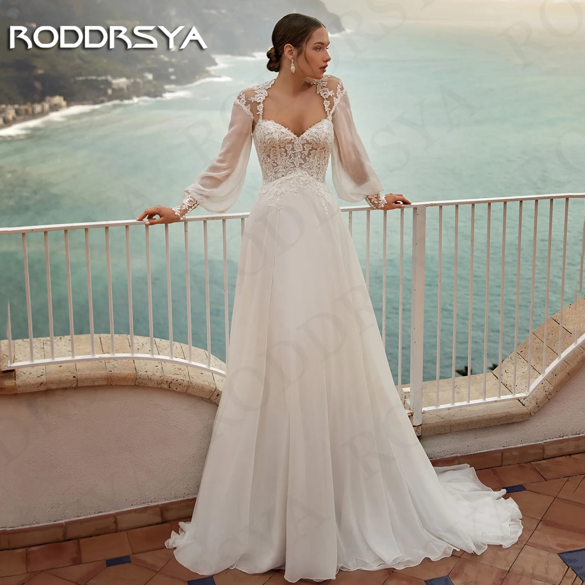 Пляжные свадебные платья roddrsya с длинным рукавом для невесты