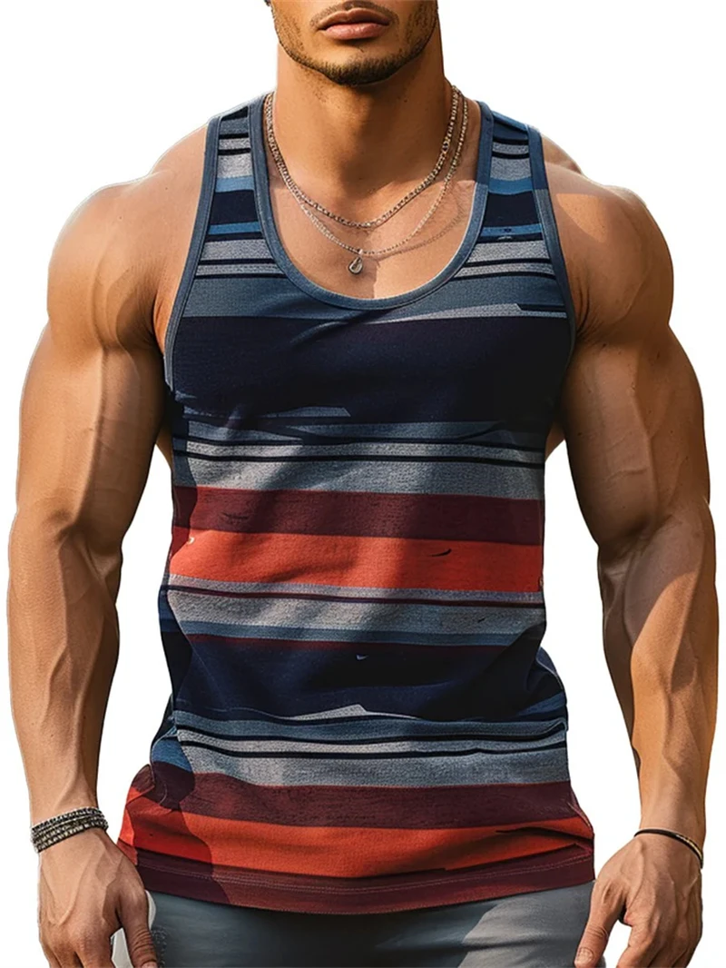 Retro striped graphic tank tops - Фотография_4