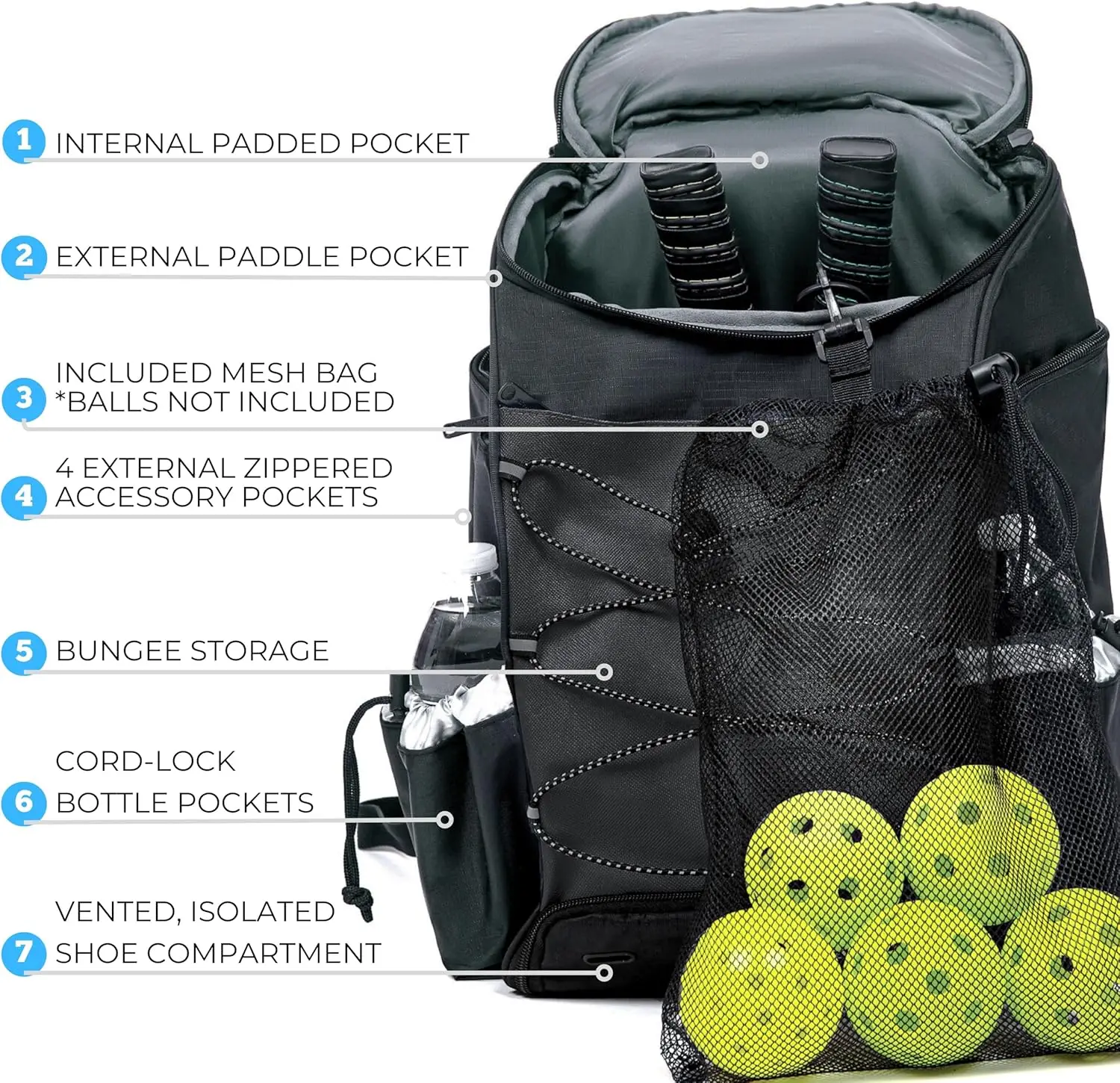 Модный рюкзак для хранения оборудования pickleball с отделением для обуви - Фотография_5