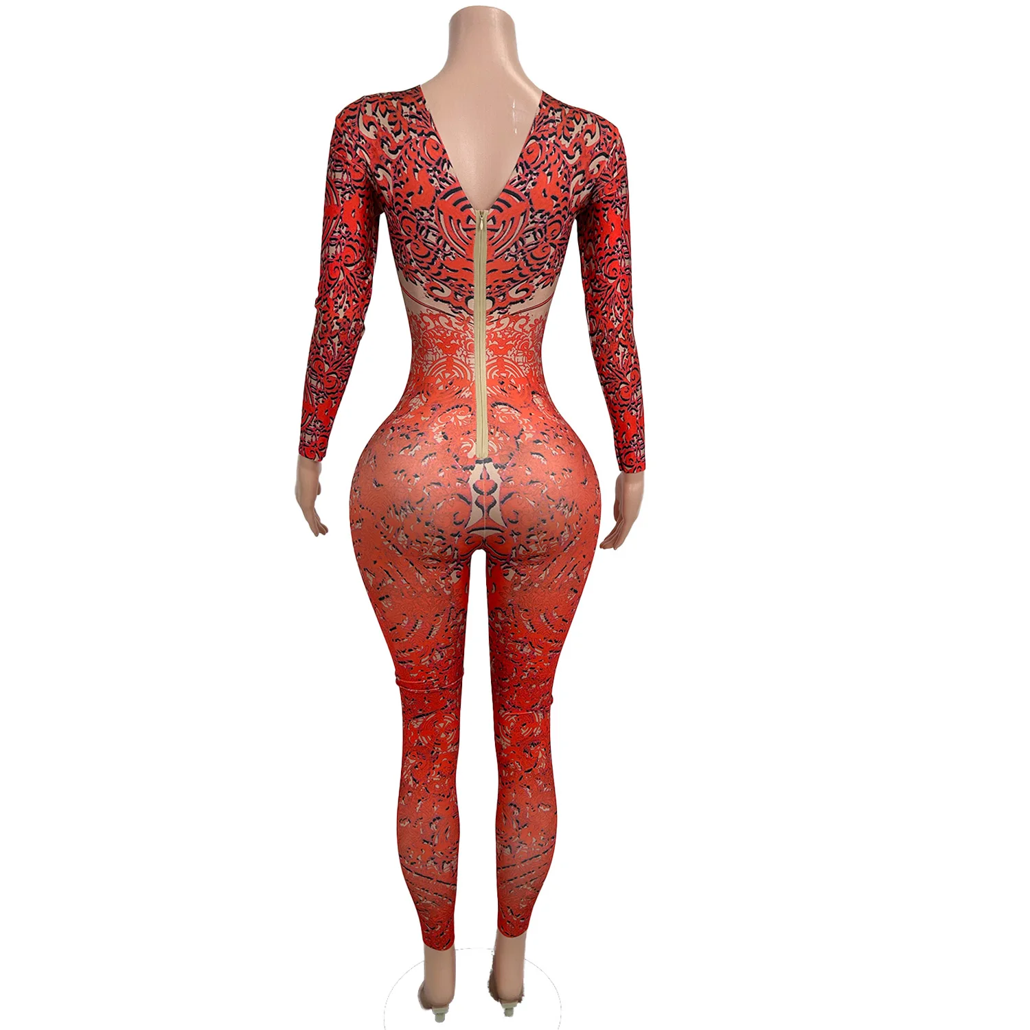 Красный эластичный комбинезон из спандекса - Фотография_4