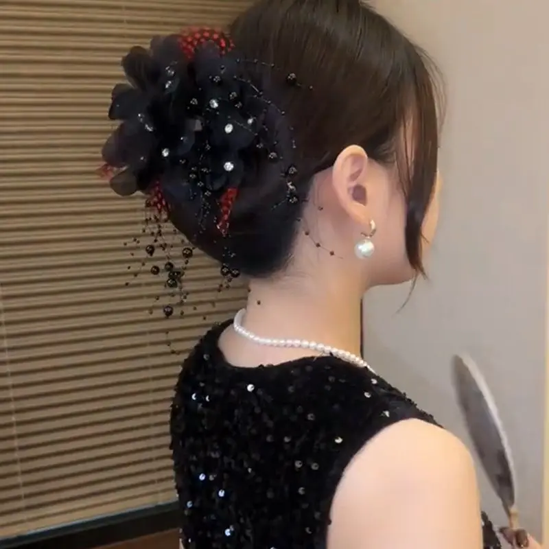 Женская модная повседневная заколка для волос в горошек с перьями