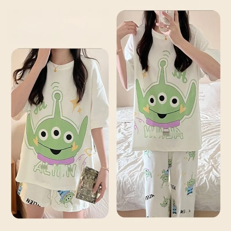 Летний женский пижамный комплект с круглым вырезом - Фотография_3