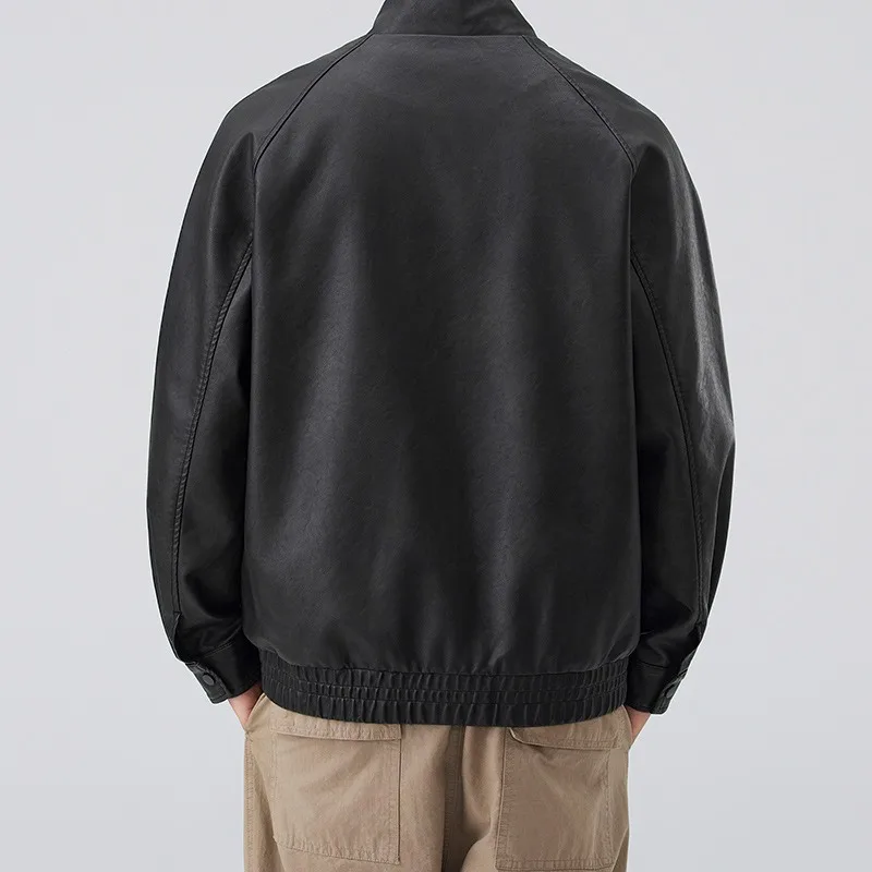 Мужские куртки, осенняя новая кожаная - Фотография_4