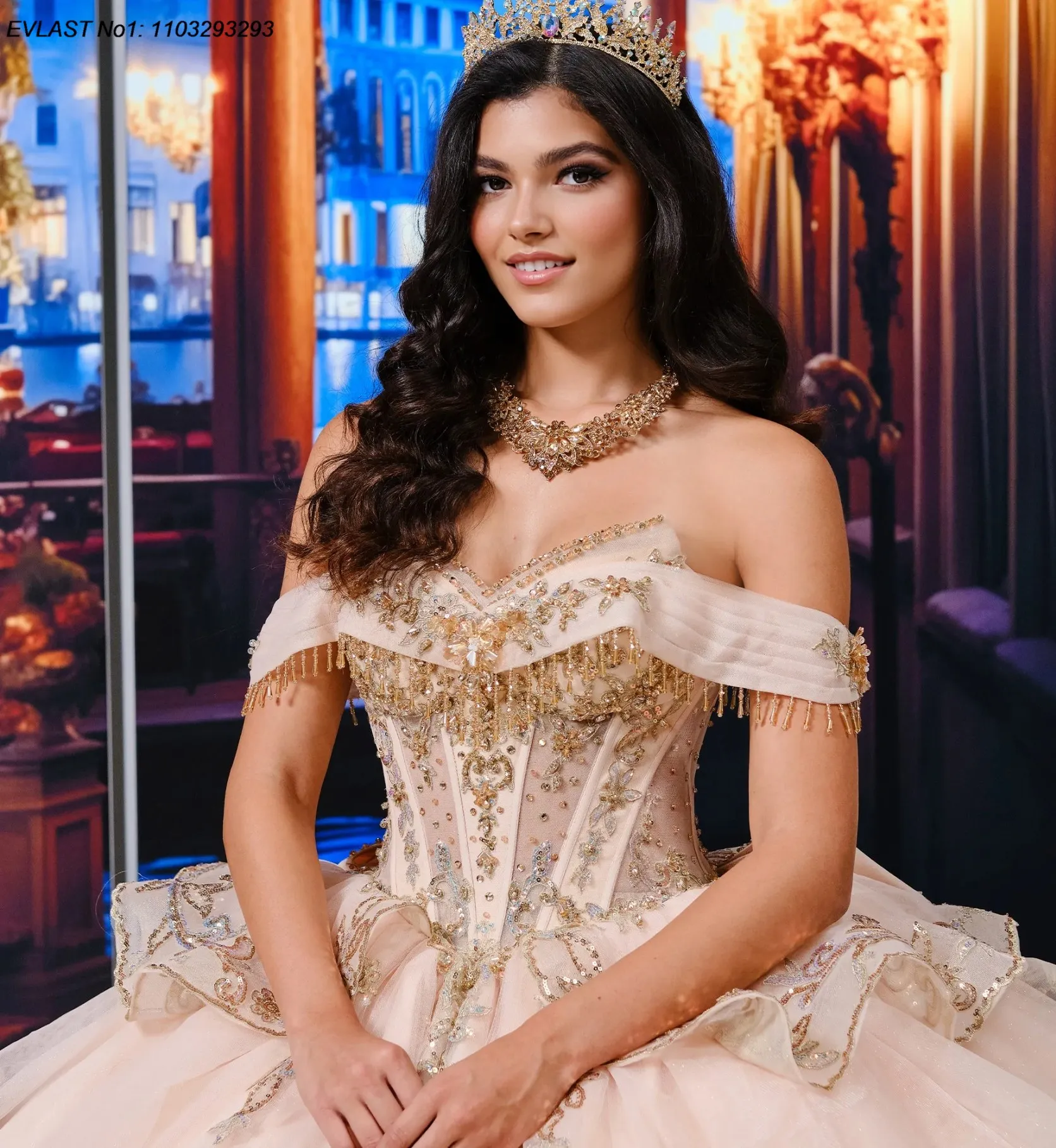 Evlast индивидуальное мексиканское красное платье quinceanera - Фотография_4
