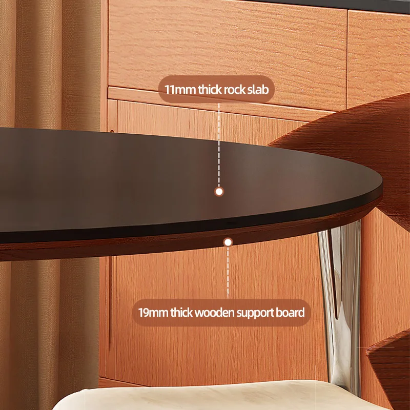 Винтажные круглые обеденные столы с поверхностью из каменной плиты - Фотография_2