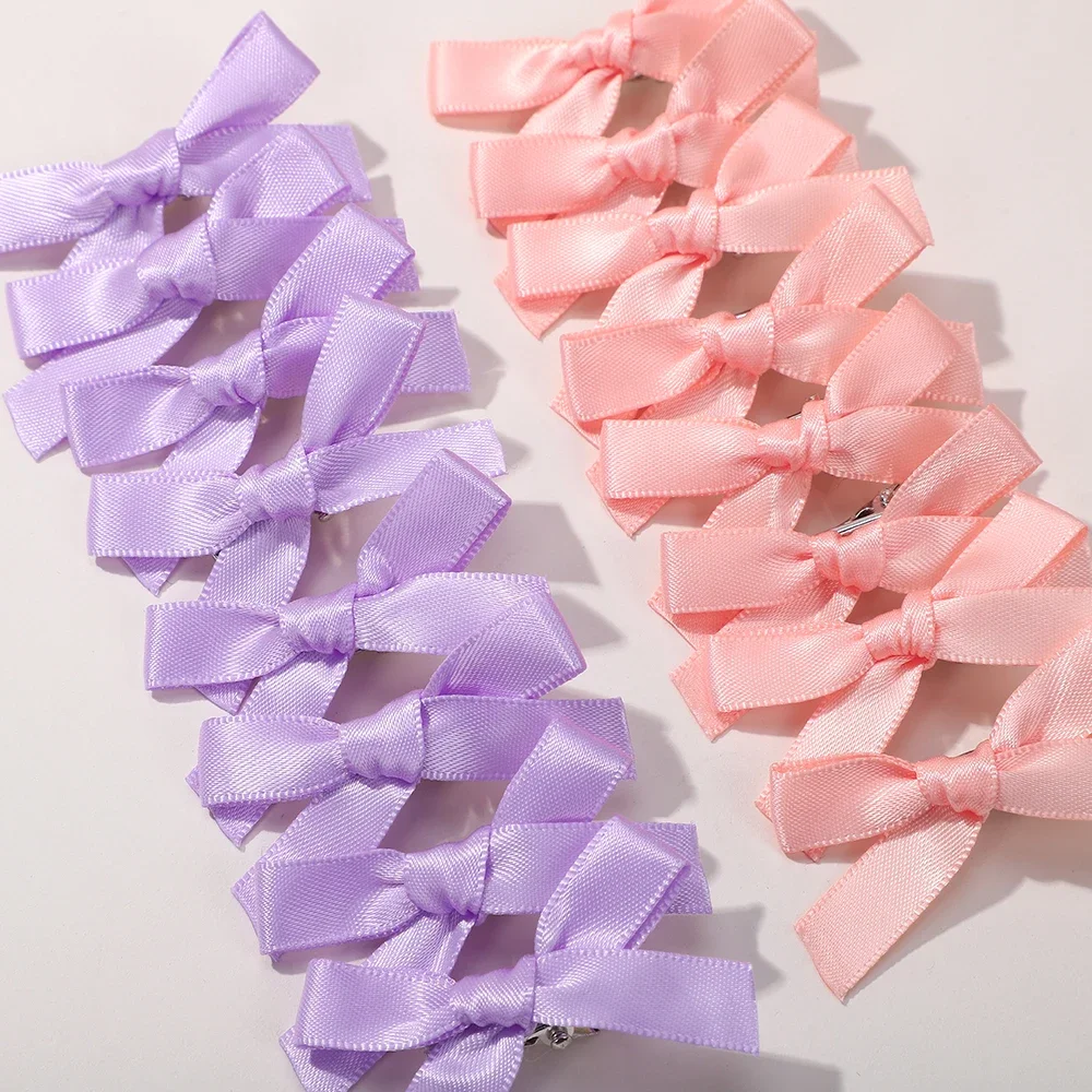 Детский милый однотонный мини-бантик с заколкой для волос - Фотография_3