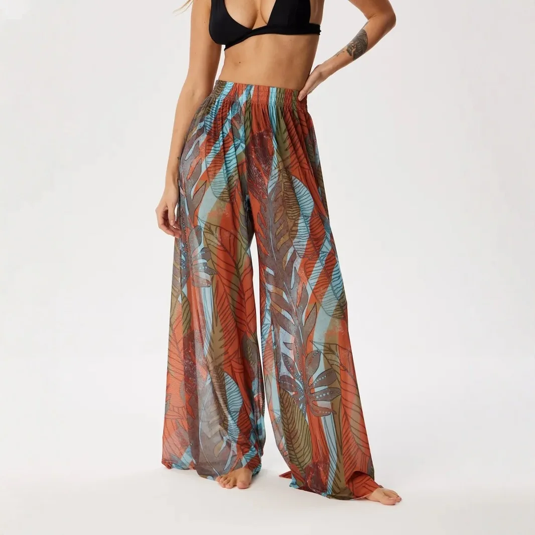 Women summer beach wide-leg skirt