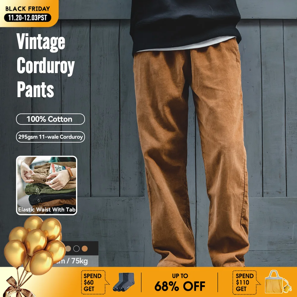 Винтажные однотонные вельветовые брюки maden