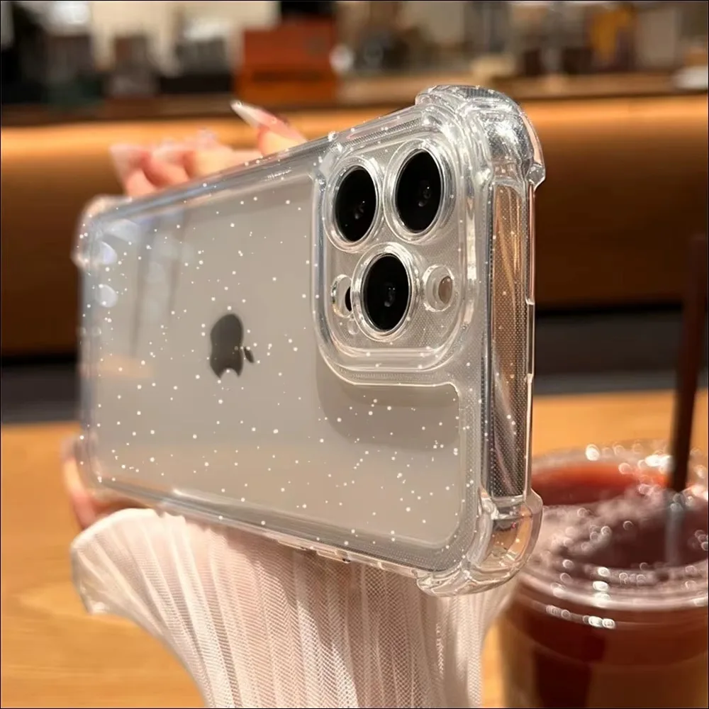 Прозрачный блестящий чехол для iphone 17