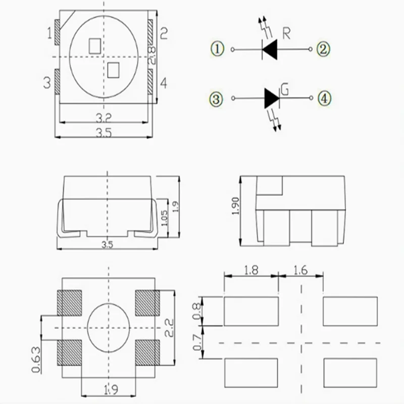 Smd патч 3528 двухцветный антиполюсный - Фотография_4