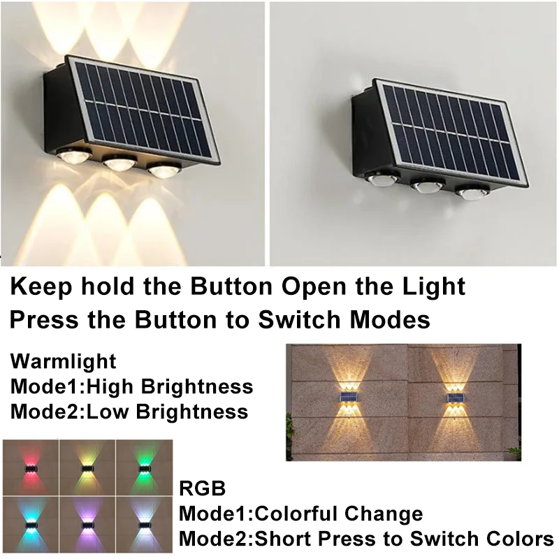 Солнечный настенный прожектор для наружного верхнего и нижнего освещения - Фотография_4