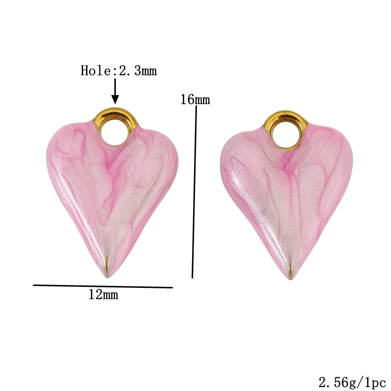 Разноцветные эмалированные подвески в форме сердца из нержавеющей стали - Фотография_5