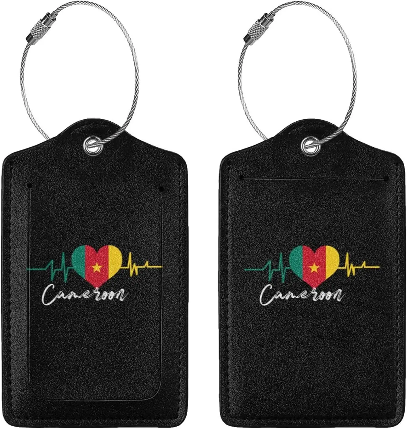 Кожаная багажная бирка с флагом камерун - Фотография_3