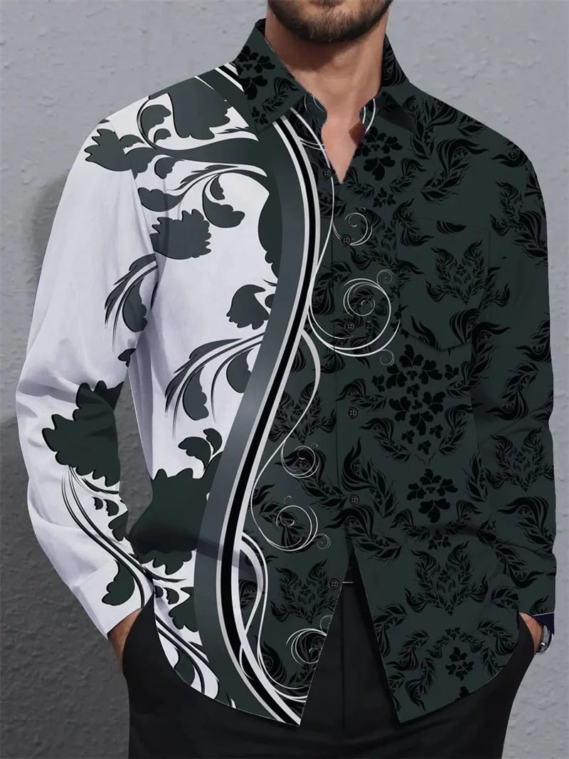 Мужская рубашка с длинными рукавами и принтом - Фотография_4