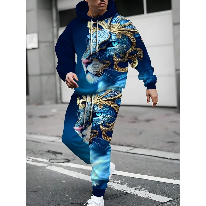 Мужская толстовка с капюшоном и 3d принтом льва - Фотография_4