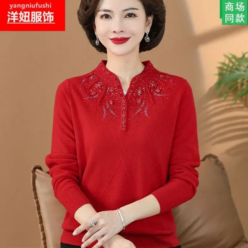 Женский весенне-осенний свитер с бриллиантами - Фотография_2