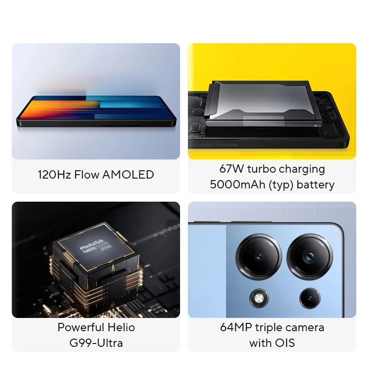 Смартфон poco m6 pro 5000ma 67w с проводной зарядкой helio g99 ultra 6 - Фотография_2