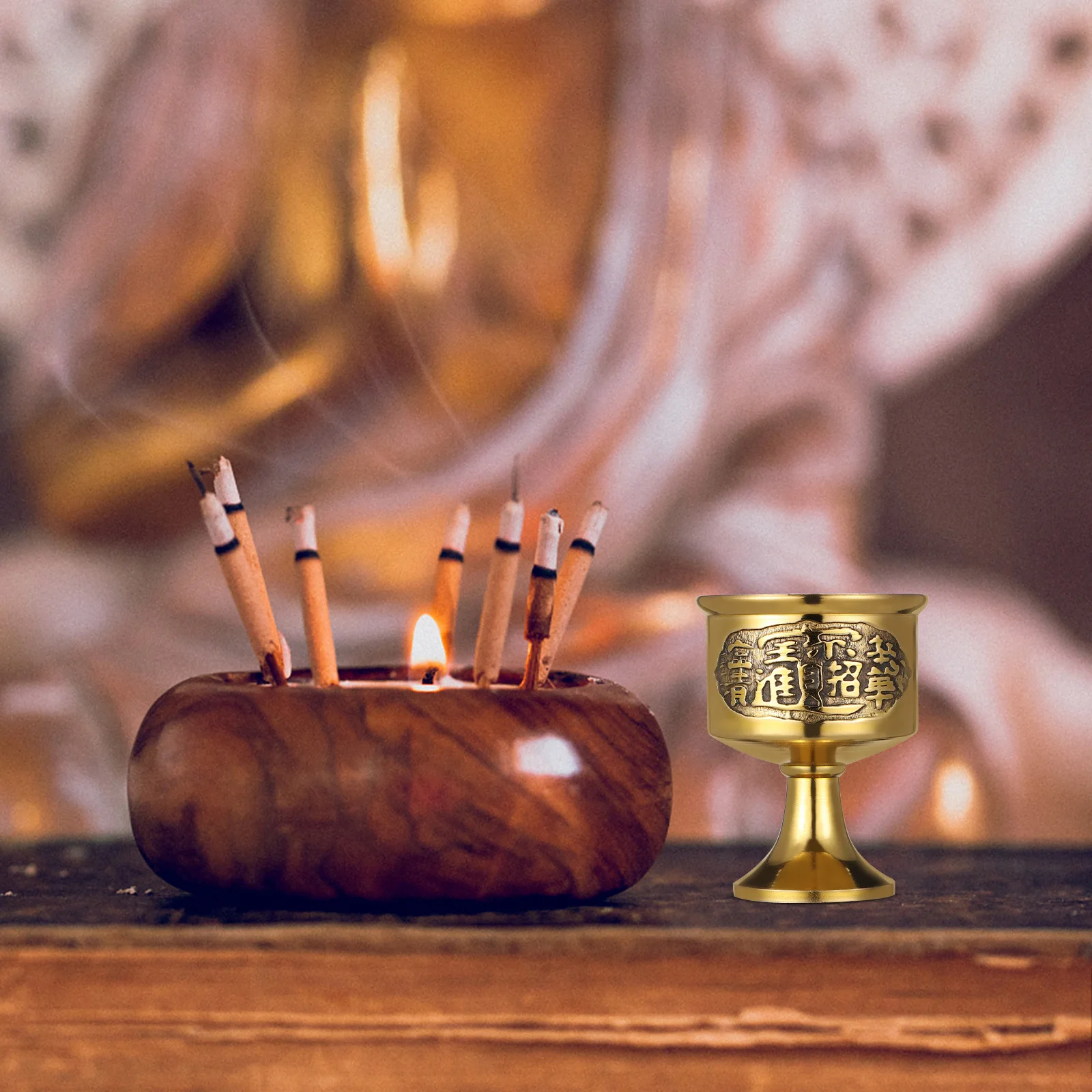 Латунная многофункциональная чашка для буддийского поклонения