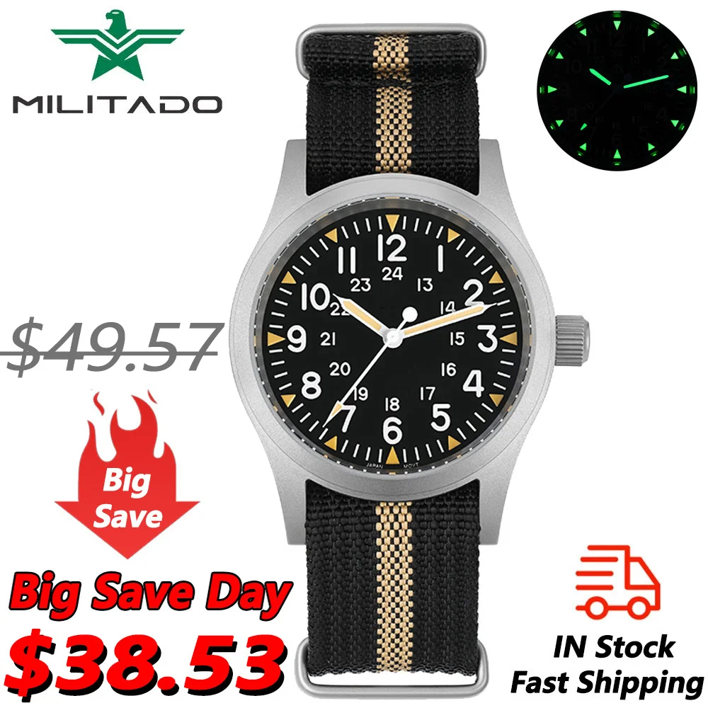 Militado ml05 38 мм винтажные часы