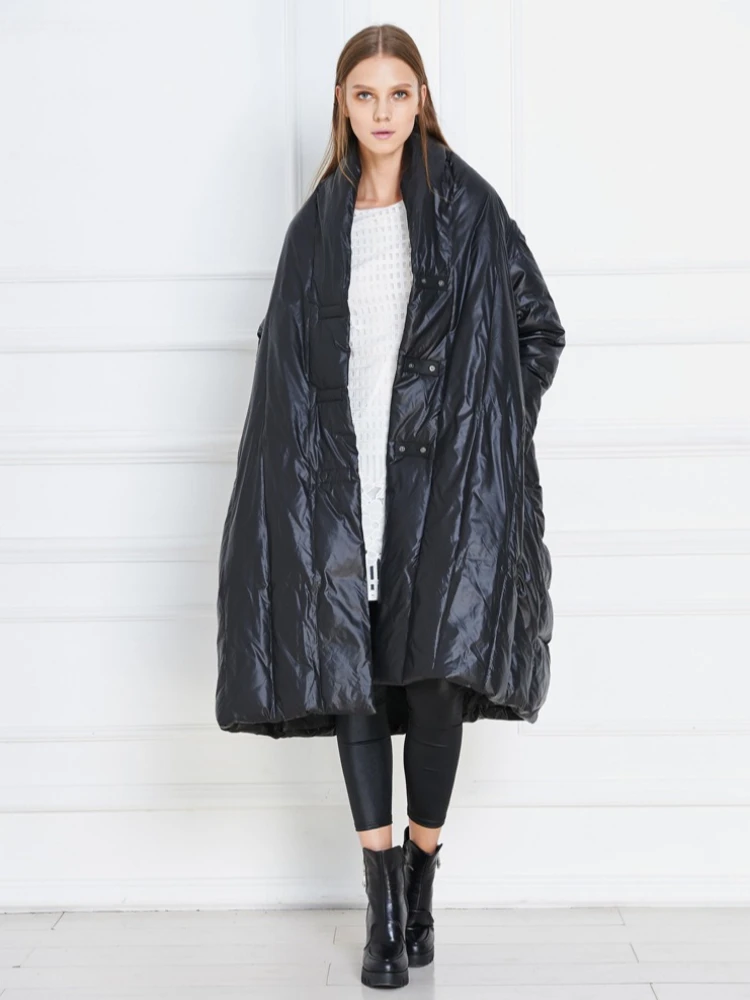 Женская длинная накидка-пуховик - Фотография_4