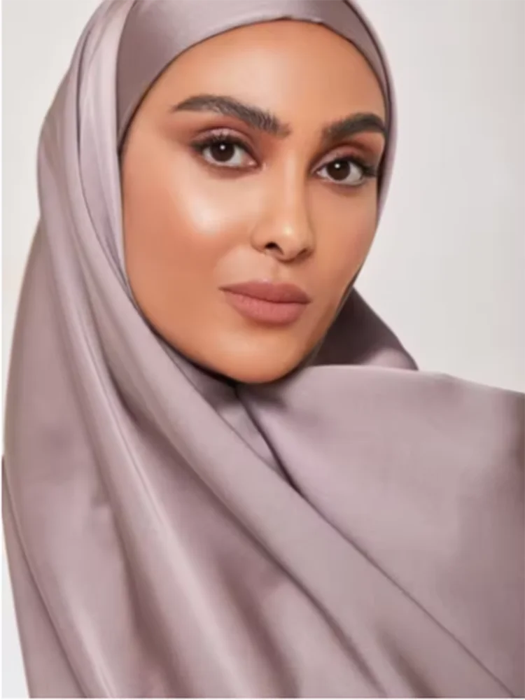 Шелковый атласный шарф-хиджаб - Фотография_2