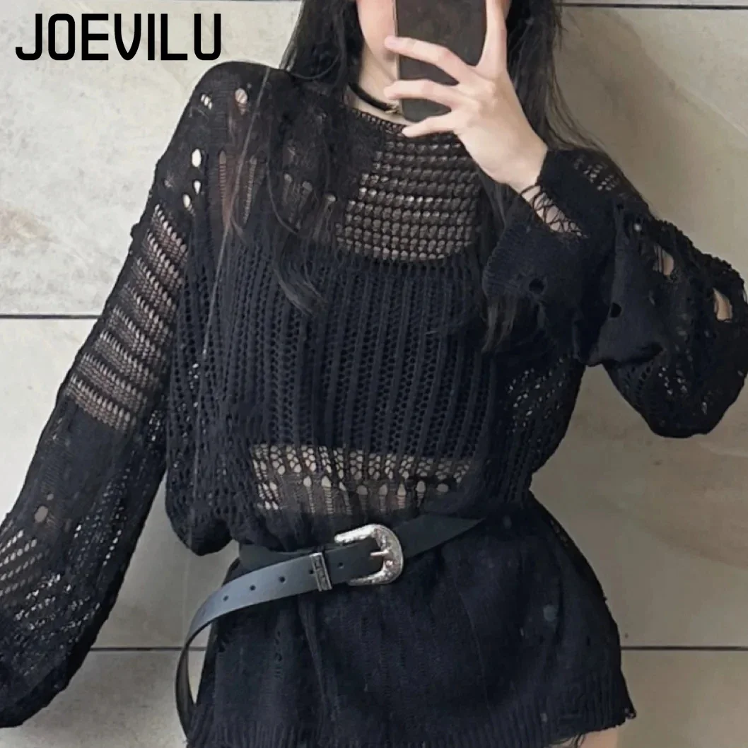 Joevilu полая вязаная блузка - Фотография_6