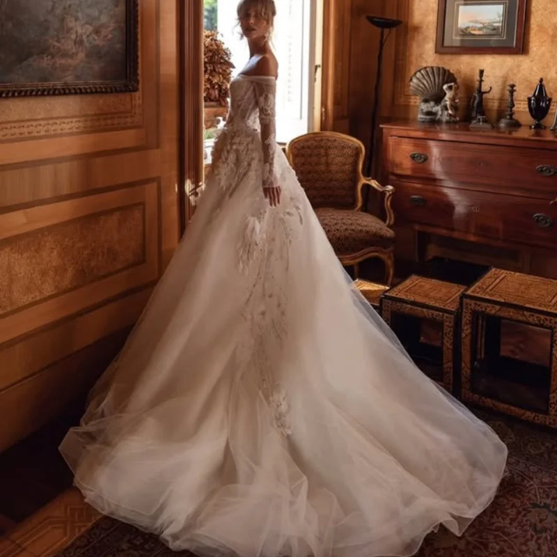 Простые кружевные белые свадебные - Фотография_2