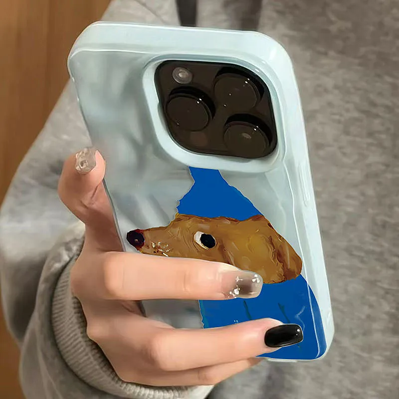 Blue hat puppy folds texture soft