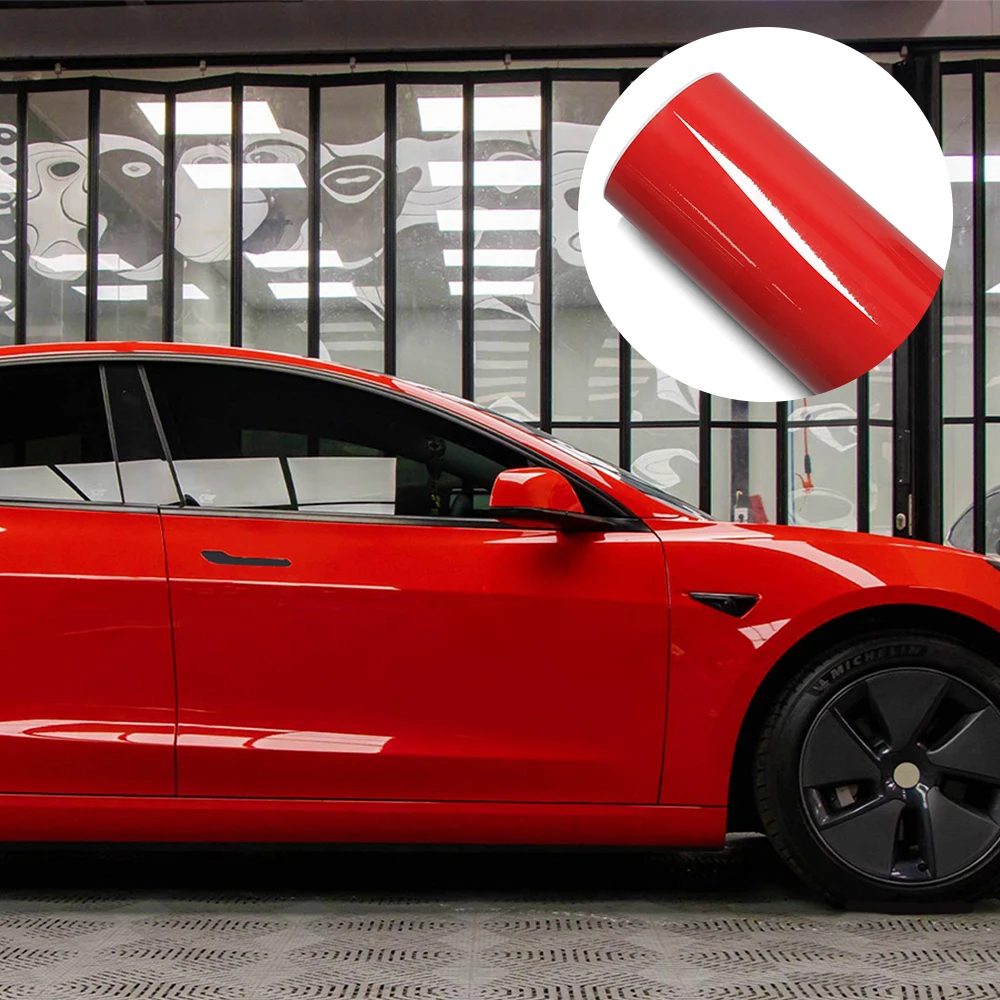 Яркая глянцевая красная виниловая пленка для автомобиля