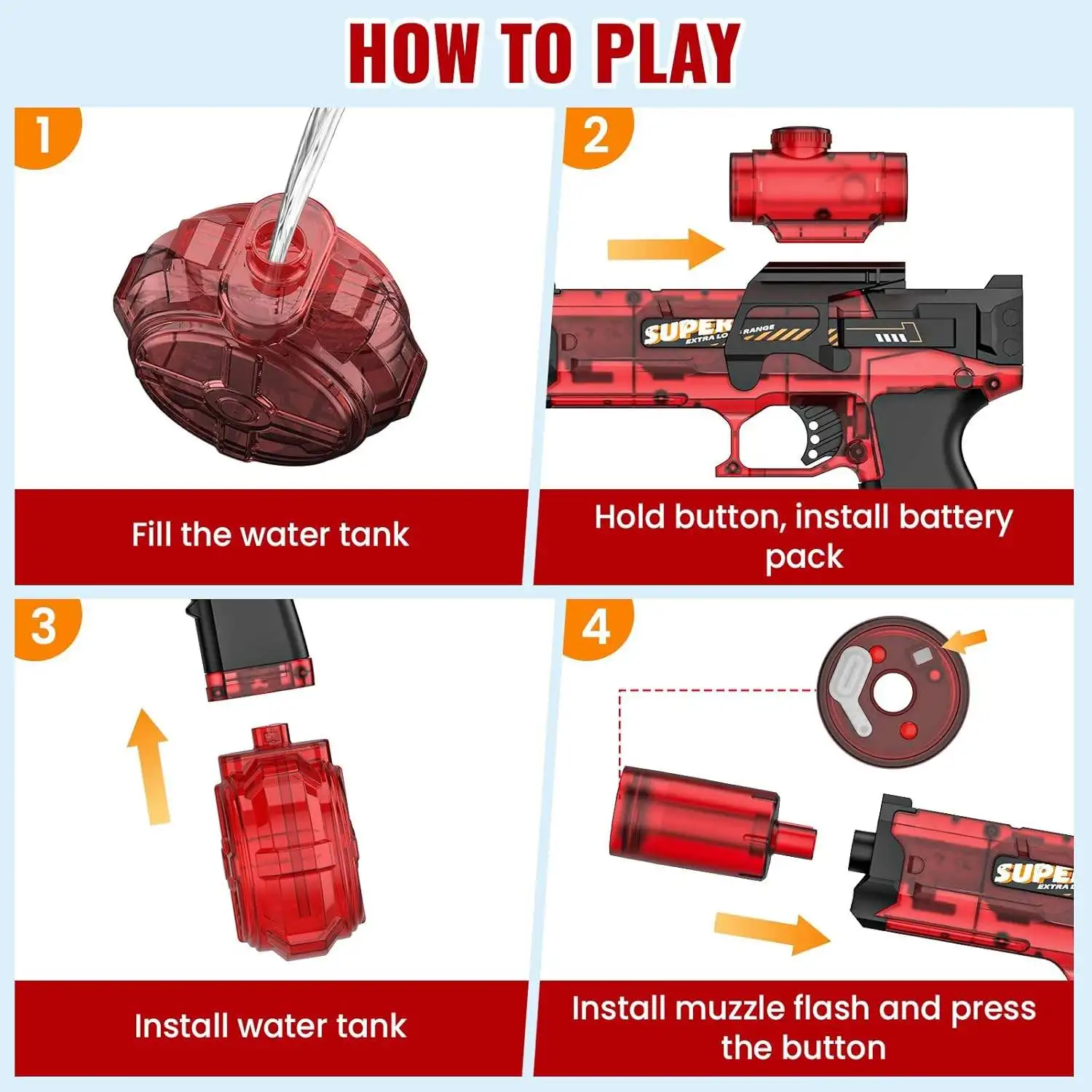 Светодиодный электрический водяной пистолет blaster toys - Фотография_3