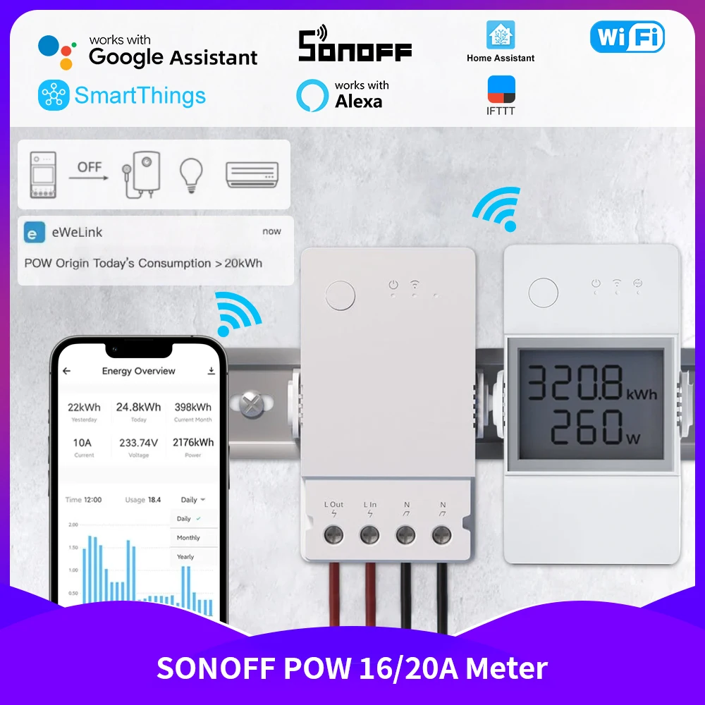Новый измеритель мощности sonoff pow origin/elite 16/20a с жк-дисплеем - Фотография_2