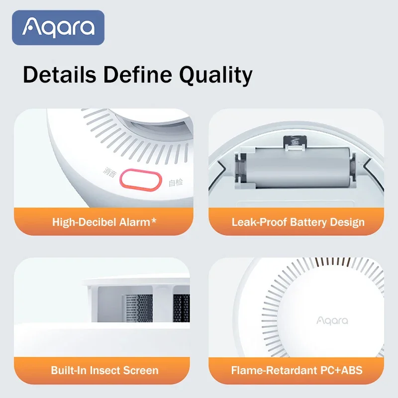 Aqara matter детектор дыма датчик пожарной сигнализации монитор zigbee 3 - Фотография_3