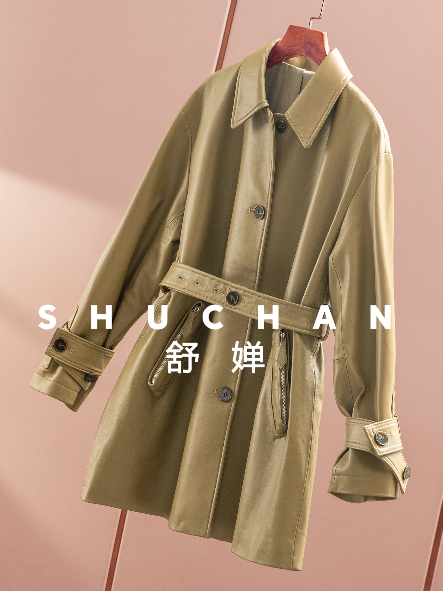 Легко окрашенный плащ из овчины на талии - Фотография_4