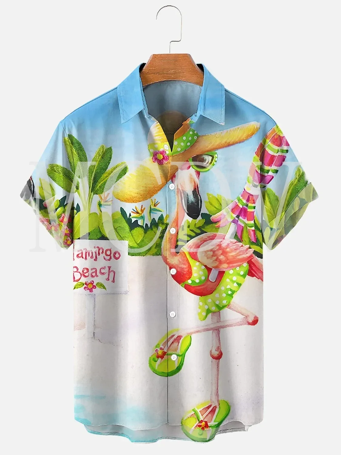 Гавайская пляжная гавайская рубашка с 3d-принтом попугая - Фотография_3