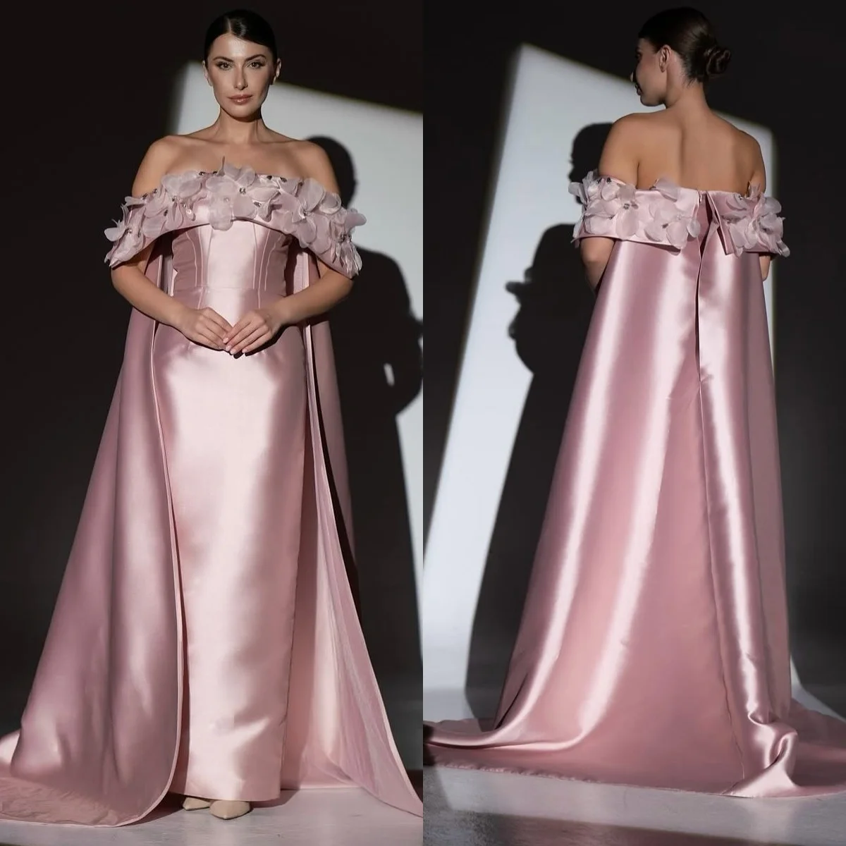 Свадебное платье русалки с открытыми плечами и шлейфом - Фотография_3