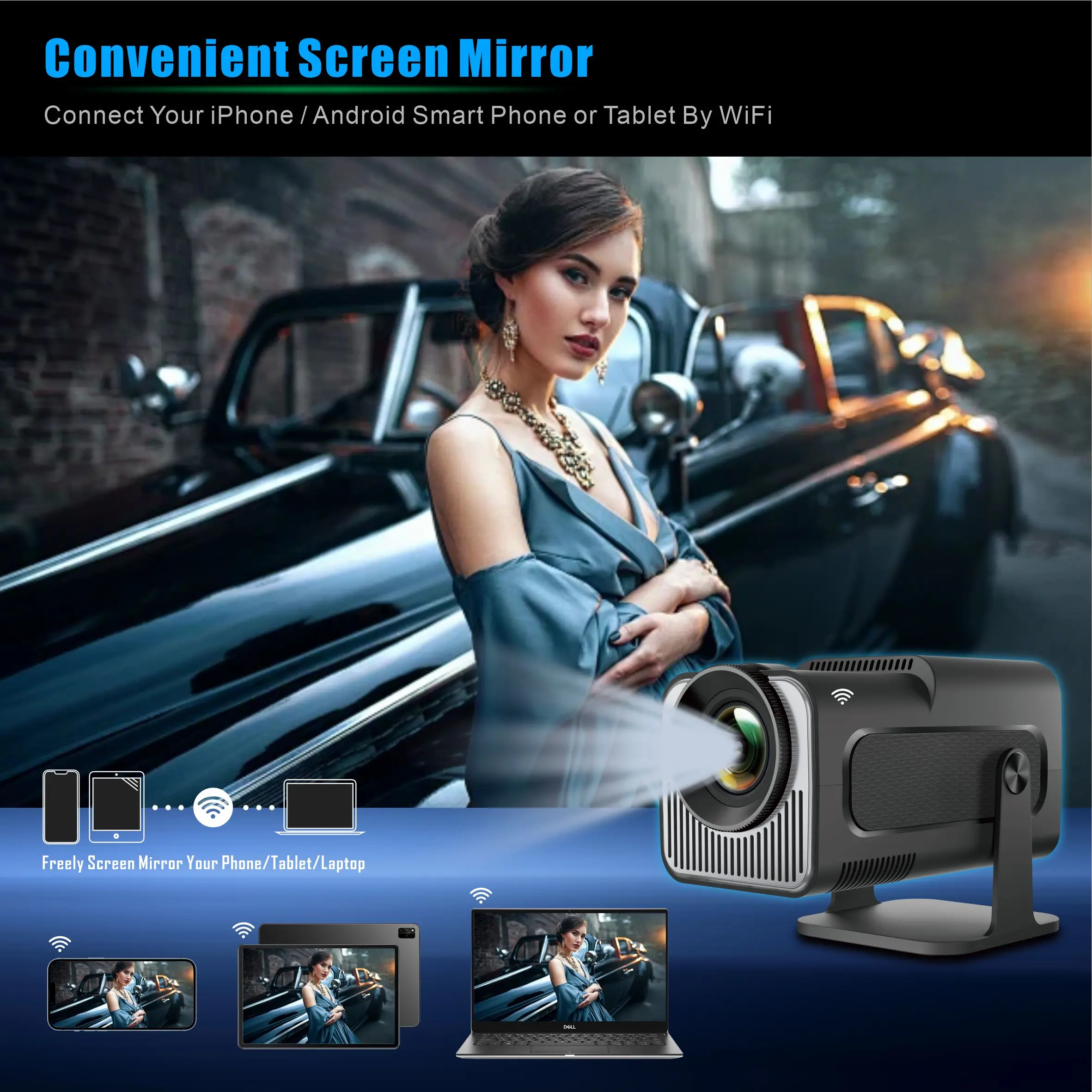 Умный проектор hy320 mini с двойным wi-fi 6 allwinner h713 cortex-a53 bt5 - Фотография_4