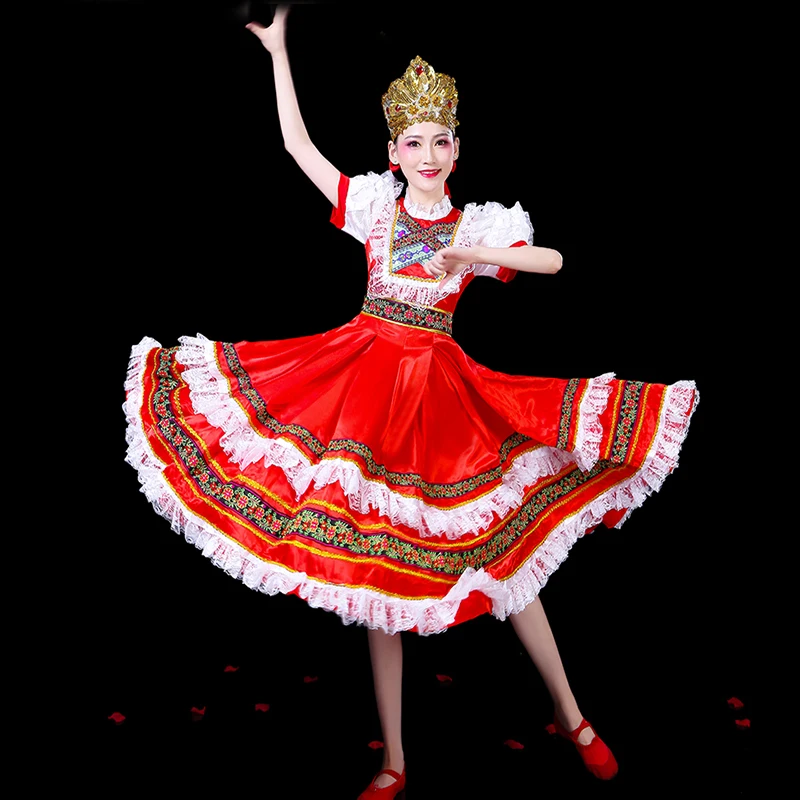 Красный русский народный танцевальный костюм - Фотография_3